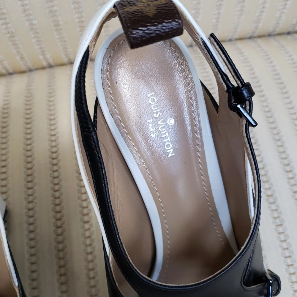 LOUIS VUITTON COLORBLOCK HEADLINE SLINGBACK PUMPS - Picture 10 of 14